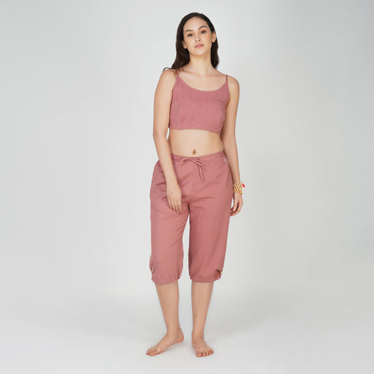 Women Cotton Yoga Pants and Yoga Top Set Pink -Prana