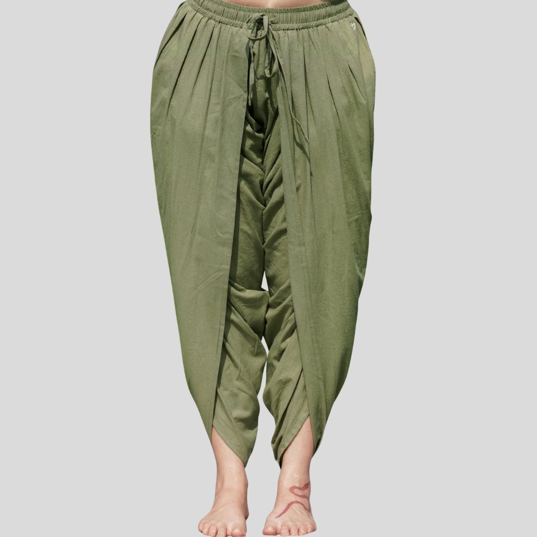 Women Cotton Yoga Pants Green -Akasha