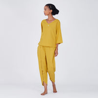 Women Cotton Yoga Pants and Yoga Top Set Yellow -Surya