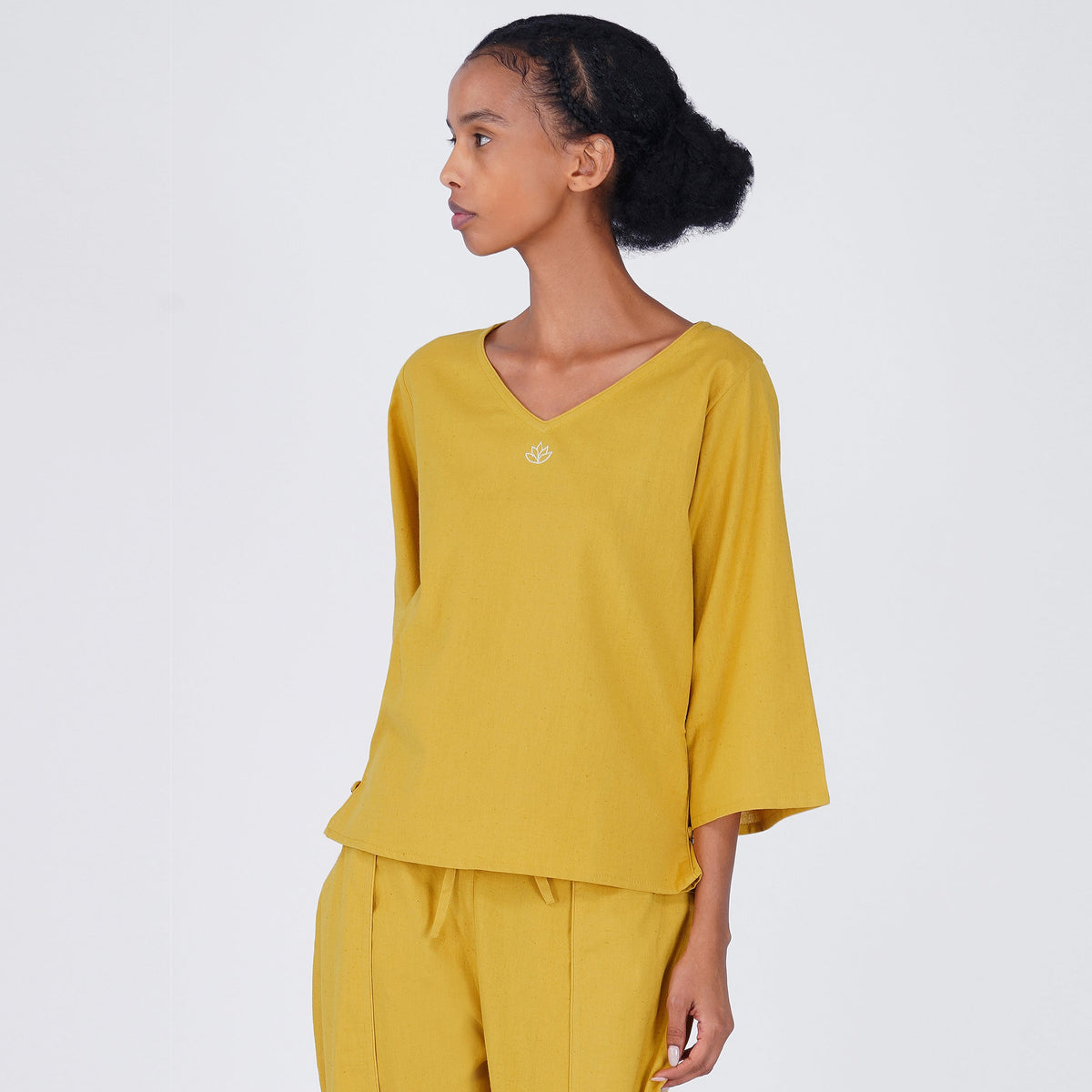 Women Cotton Yoga Top Women Yellow -Surya — view 2