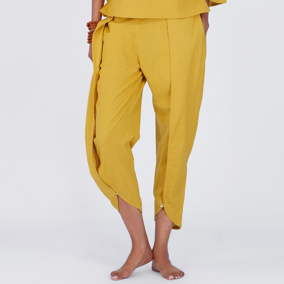 Women Cotton Yoga Pants Yellow -Surya — view 1