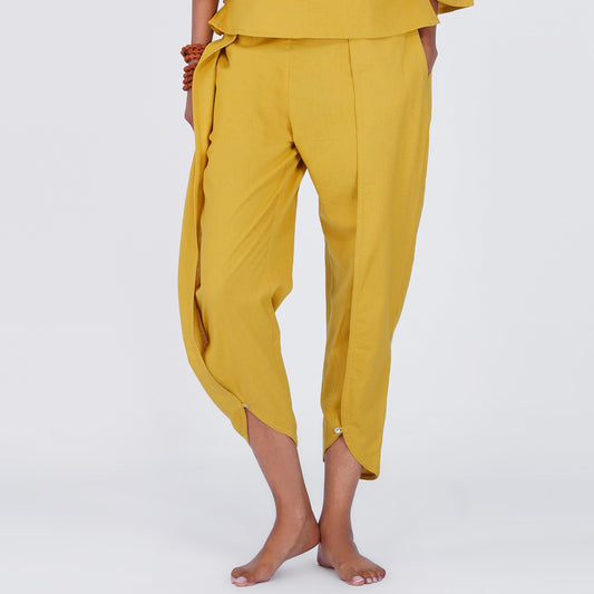 Women Cotton Yoga Pants Yellow -Surya