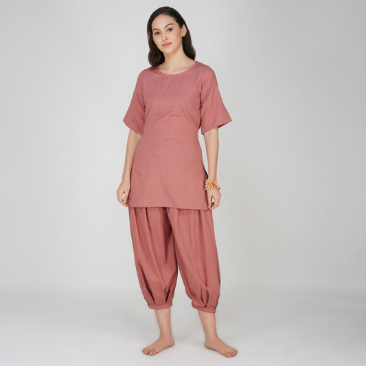 Women Cotton Yoga Pants and Yoga Top Set Pink -Chakra