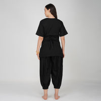 Women Cotton Yoga Pants and Yoga Top Set Black -Chakra