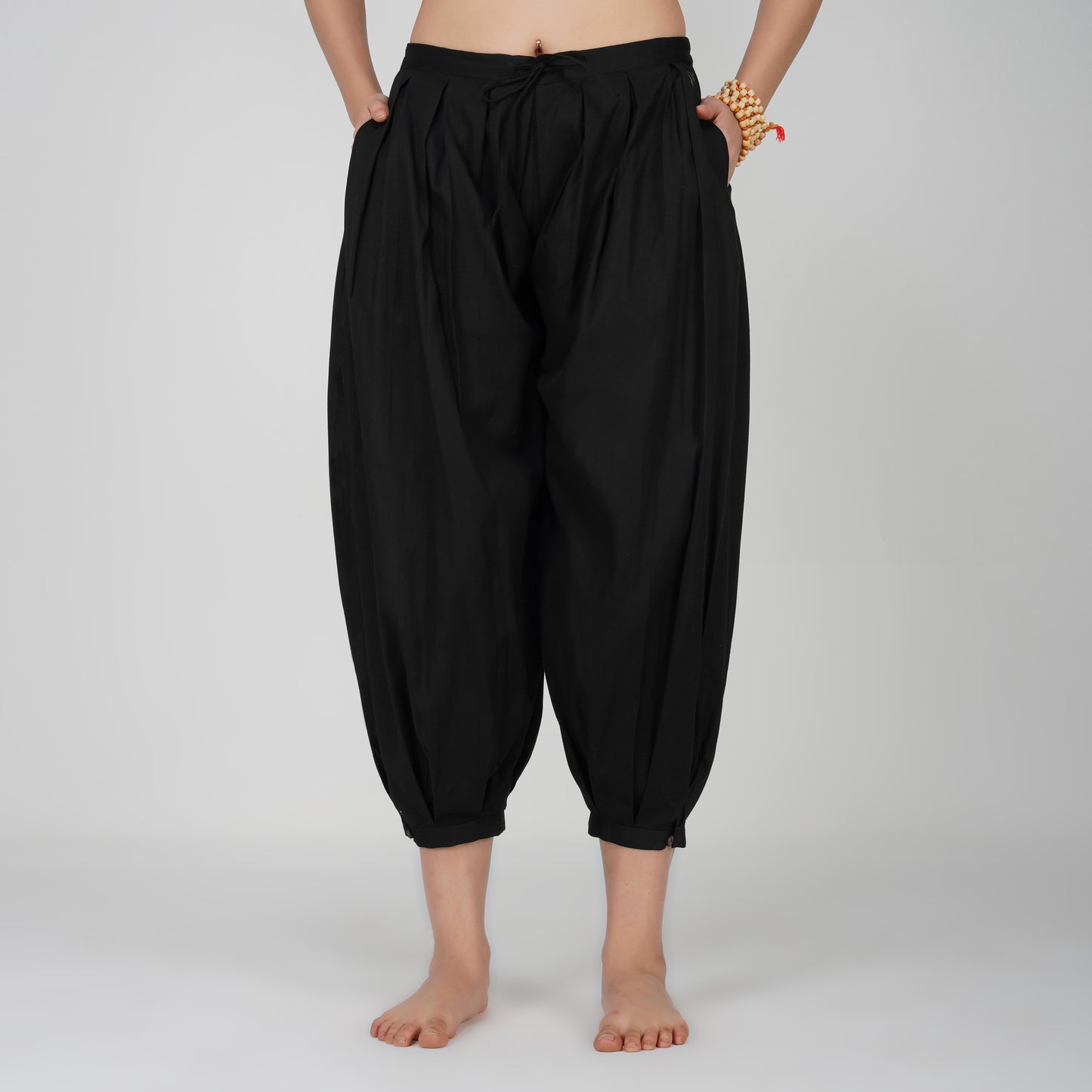 Women Cotton Yoga Pants and Yoga Top Set Black -Chakra