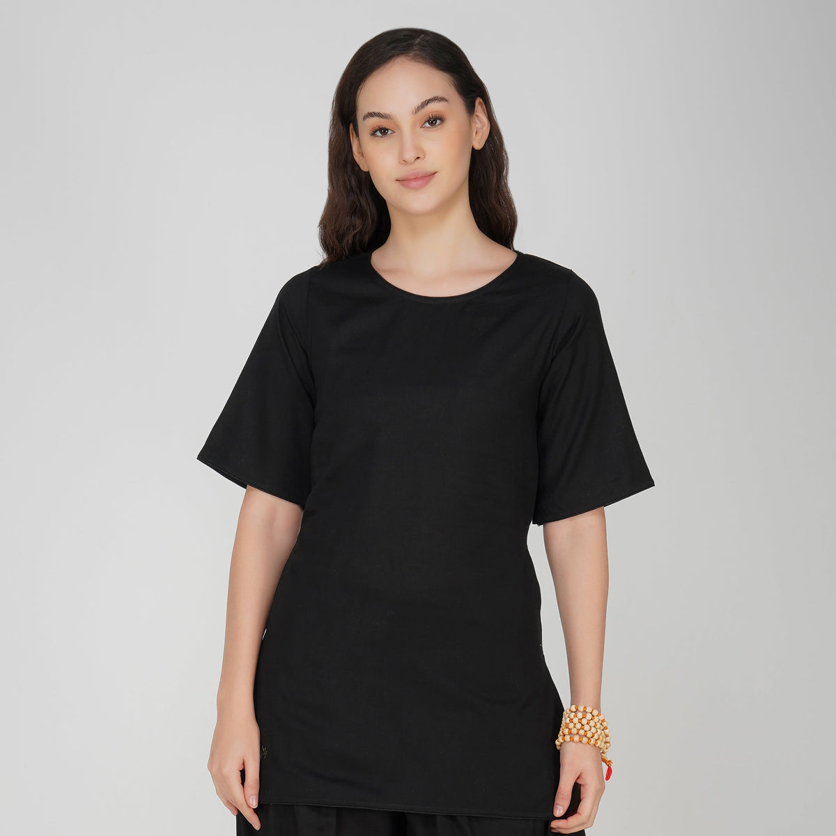 Women Cotton Yoga Top Black -Chakra — view 1