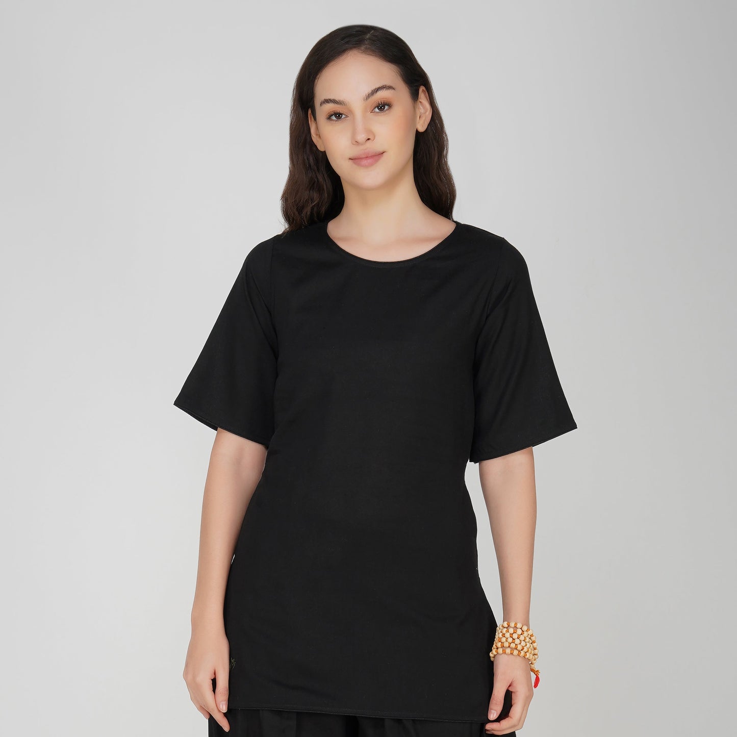 Women Cotton Yoga Top Black -Chakra