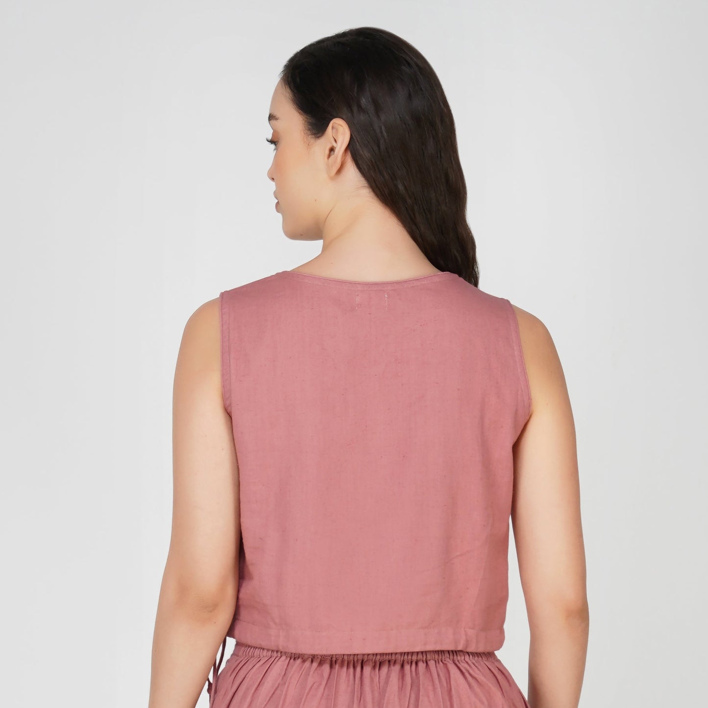 Women Cotton Yoga Crop Top Pink -Ananda