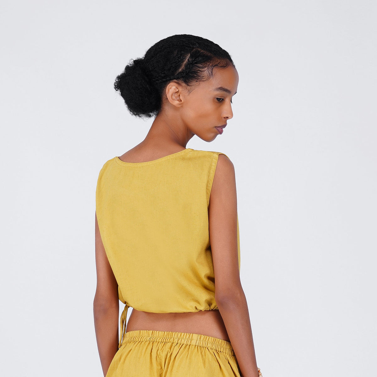 Women Cotton Yoga Crop Top Women Yellow -Ananda — view 2