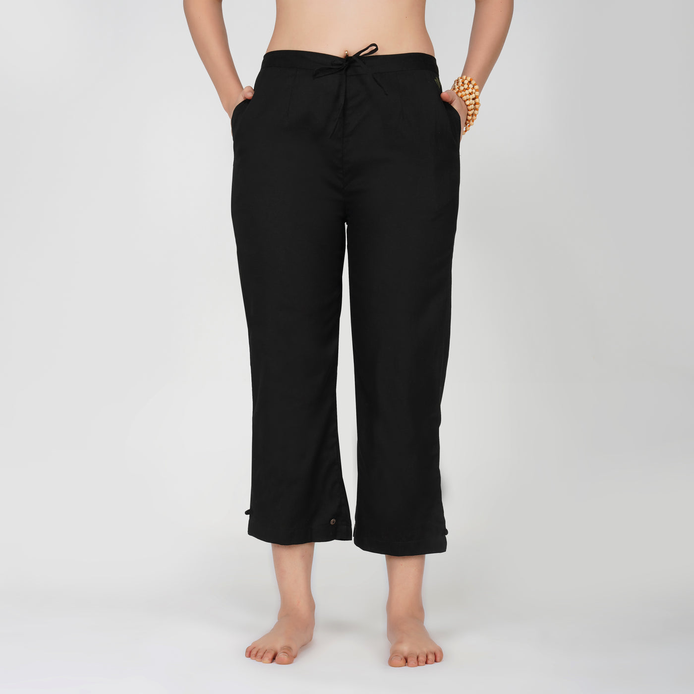 Women Cotton Yoga Pants and Cotton Top Set Black -Chandra — view 2