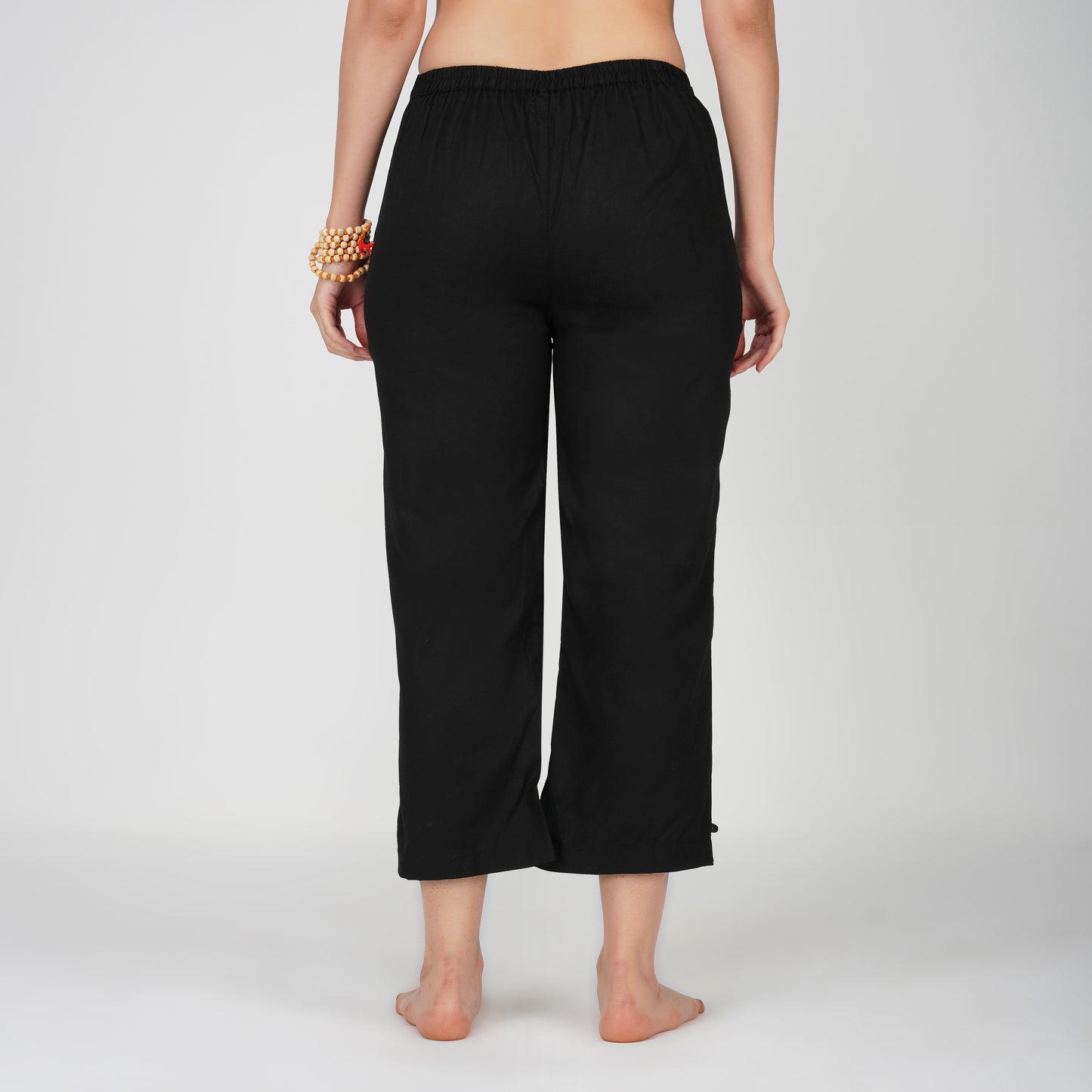 Women Cotton Yoga Pants and Cotton Top Set Black -Chandra