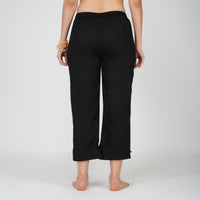 Women Cotton Yoga Pants Black -Chandra