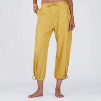 Women Cotton Yoga Pants and Yoga Top Set Yellow -Ananda