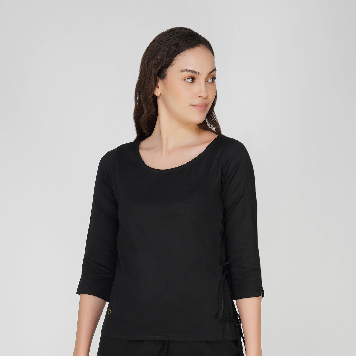 Women Cotton Yoga top Black -Chandra — view 1