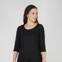 Women Cotton Yoga top Black -Chandra
