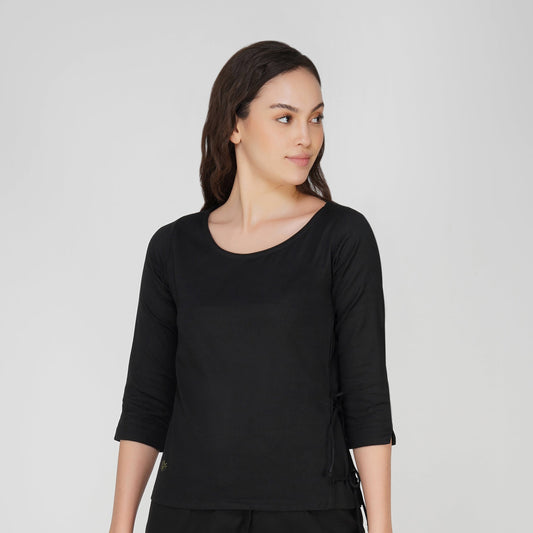 Women Cotton Yoga top Black -Chandra