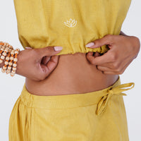 Women Cotton Yoga Pants and Yoga Top Set Yellow -Ananda