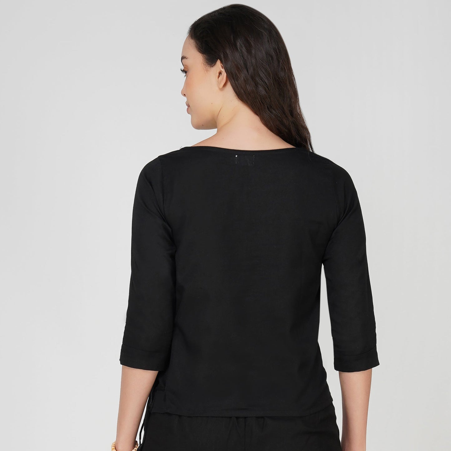 Women Cotton Yoga top Black -Chandra