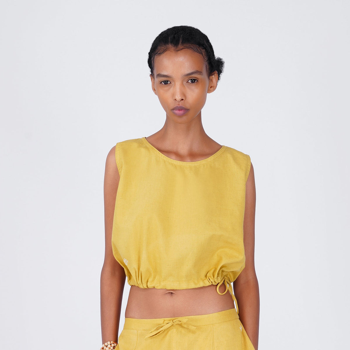 Women Cotton Yoga Crop Top Women Yellow -Ananda — view 1