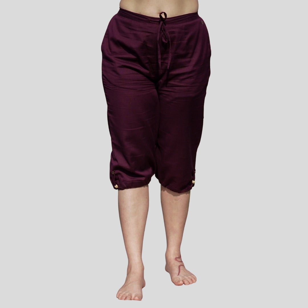 Women Cotton Yoga Pants Purple -Apas