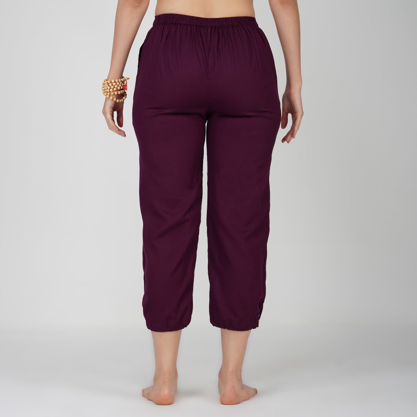 Women Cotton Yoga Pants Purple -Ananda