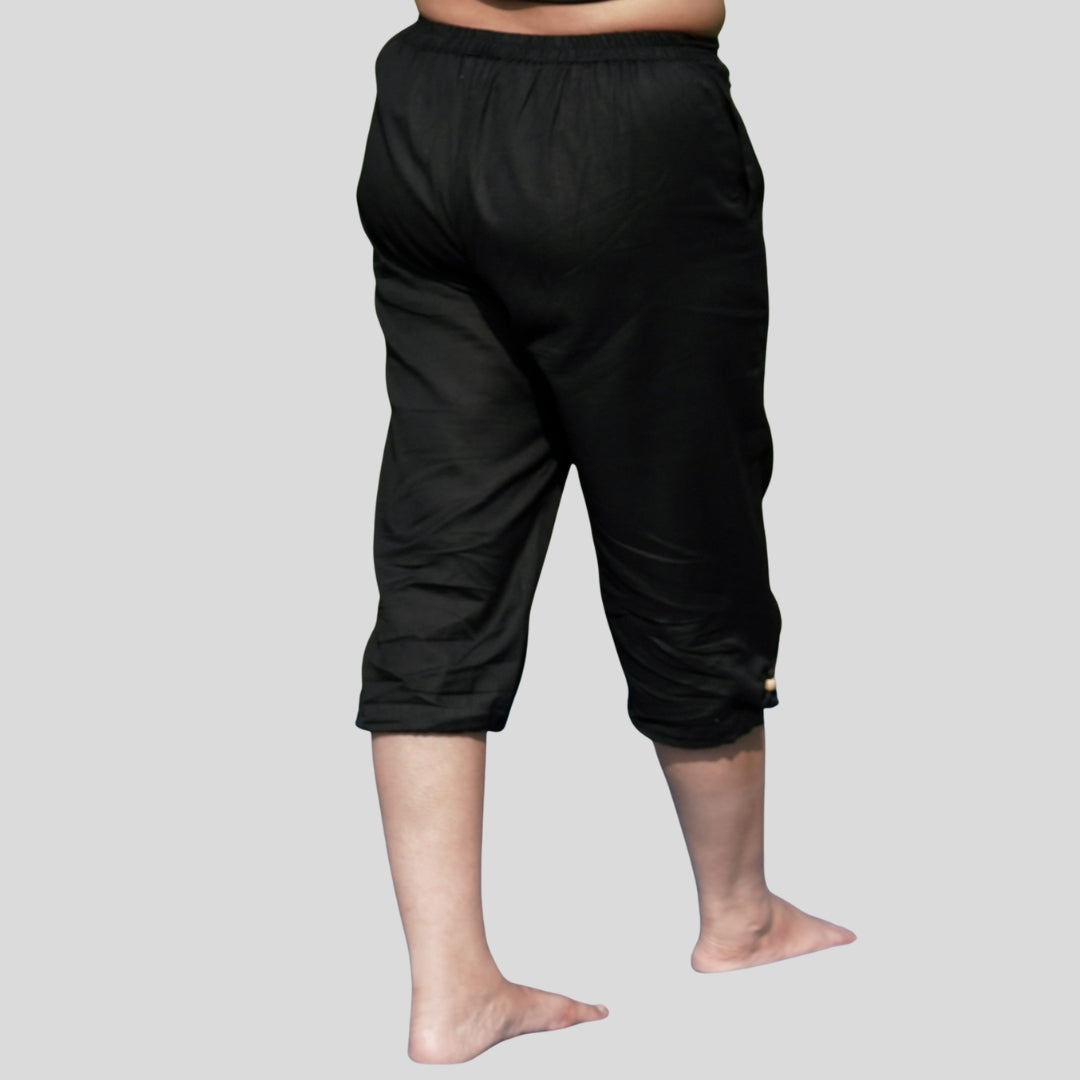 Women Cotton Yoga Pants Black -Apas