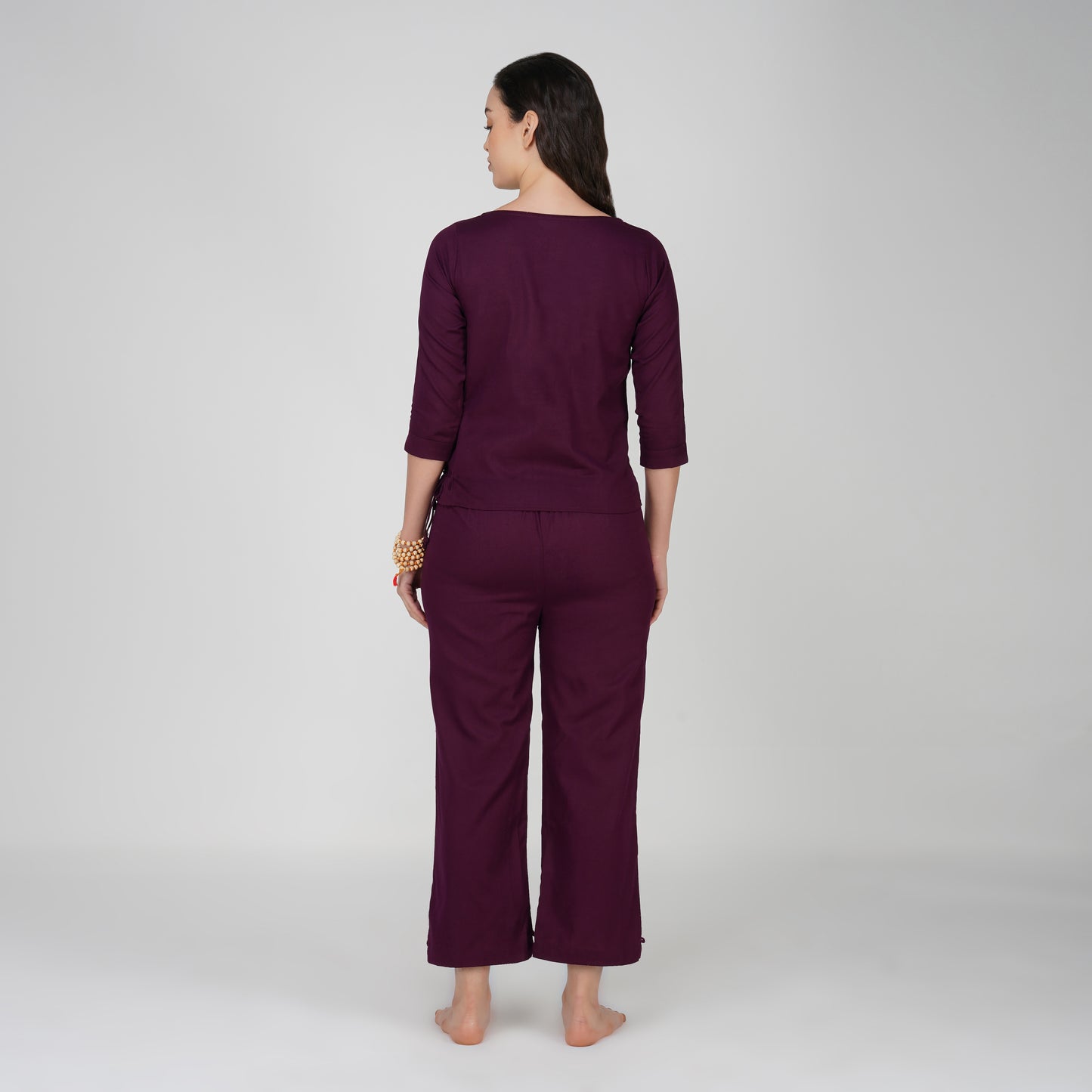 Women Cotton Yoga Pants and Yoga Top Set Purple -Chandra