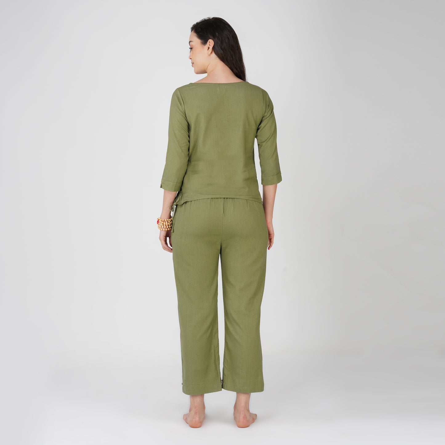 Women Cotton Yoga Pants and Yoga Top Set Green -Chandra