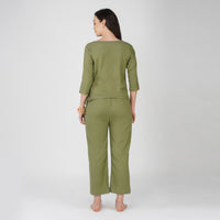 Women Cotton Yoga Pants and Yoga Top Set Green -Chandra
