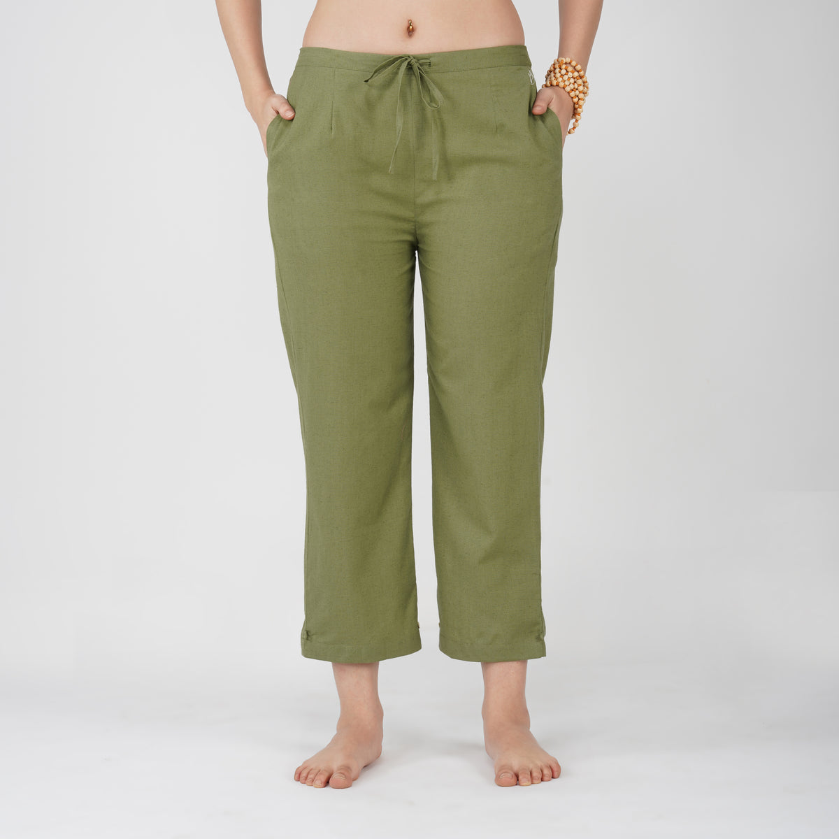 Women Cotton Yoga Pants and Yoga Top Set Green -Chandra — view 4