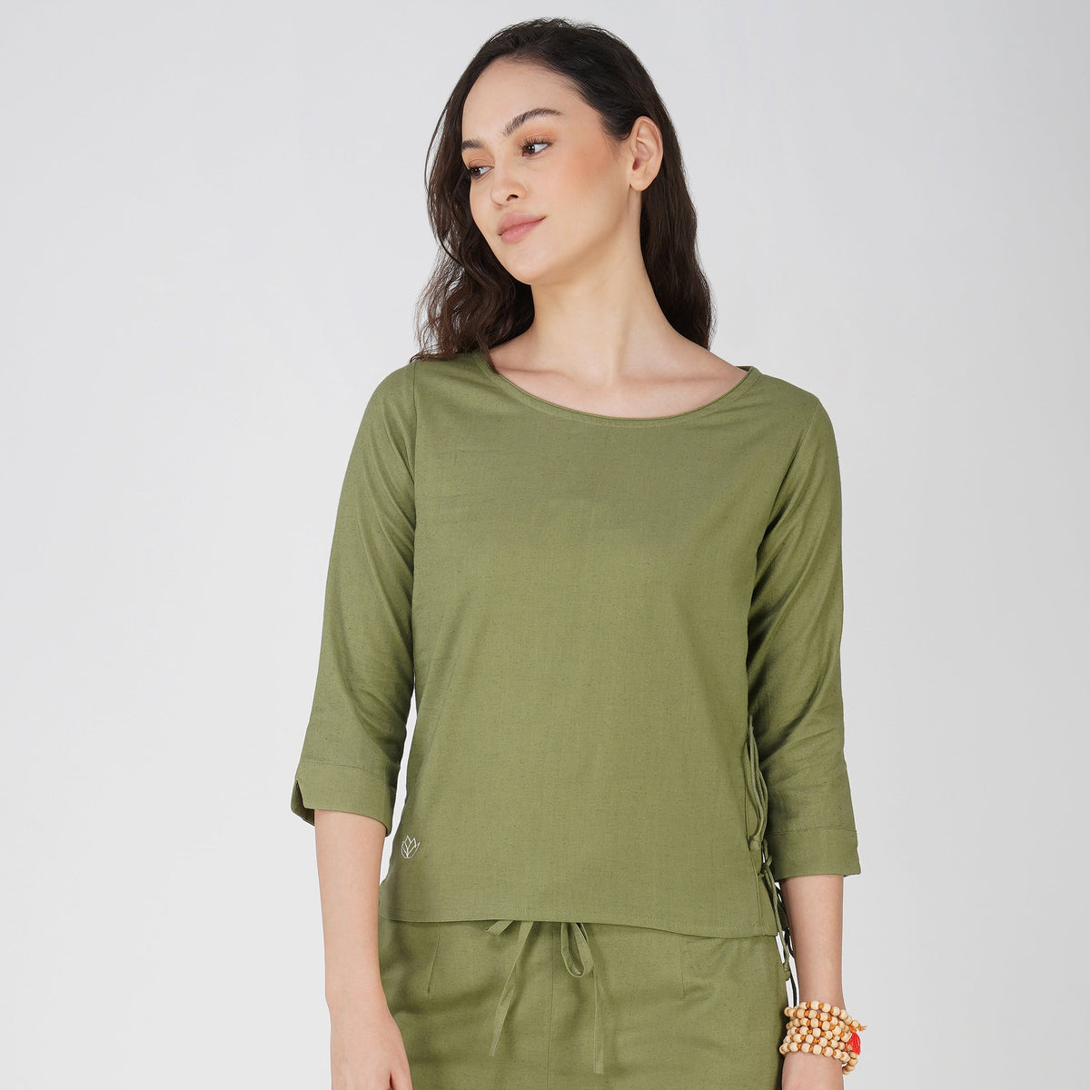 Women Cotton Yoga top Green -Chandra — view 1