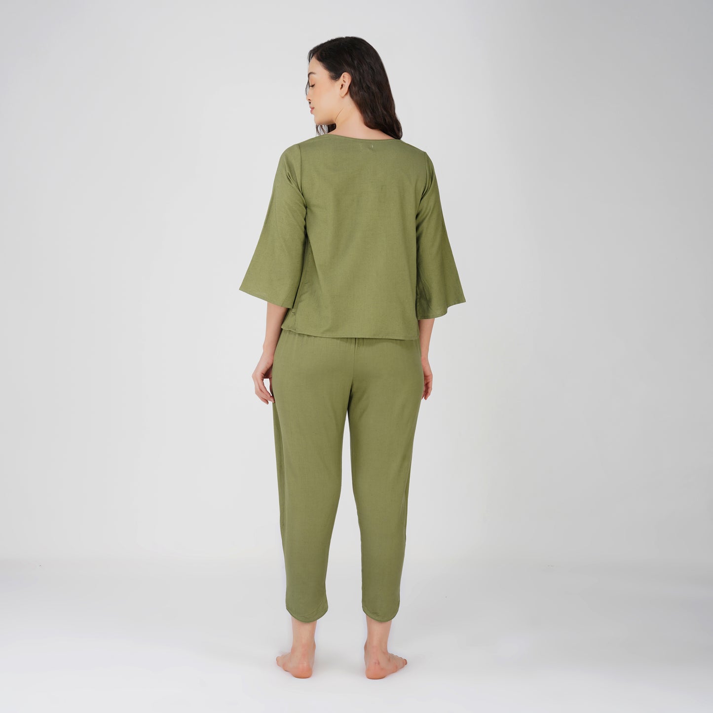 Women Cotton Yoga Pants and Yoga Top Set Green -Surya