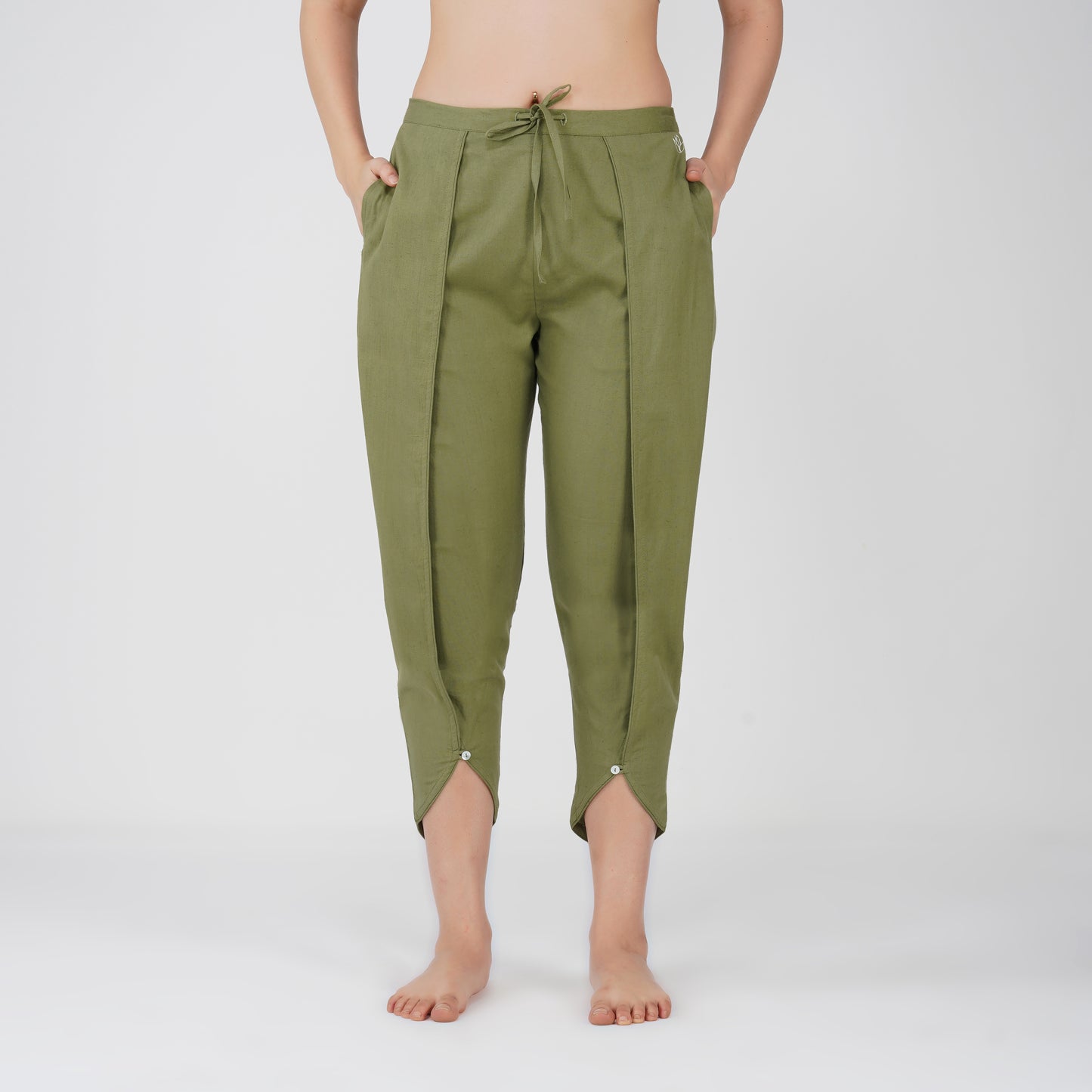 Women Cotton Dhoti Yoga Pants Green -Surya