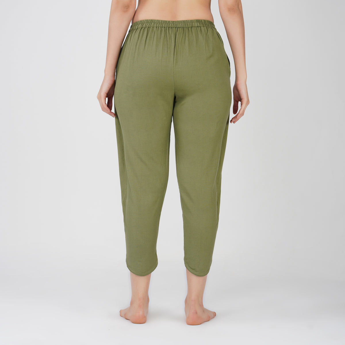 Women Cotton Dhoti Yoga Pants Green -Surya — view 2