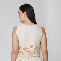 Women Cotton Hand Block Printed Yoga Crop Top -Ananda