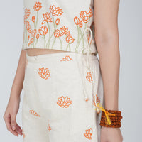 Women Cotton Hand Block Printed Yoga Crop Top -Ananda