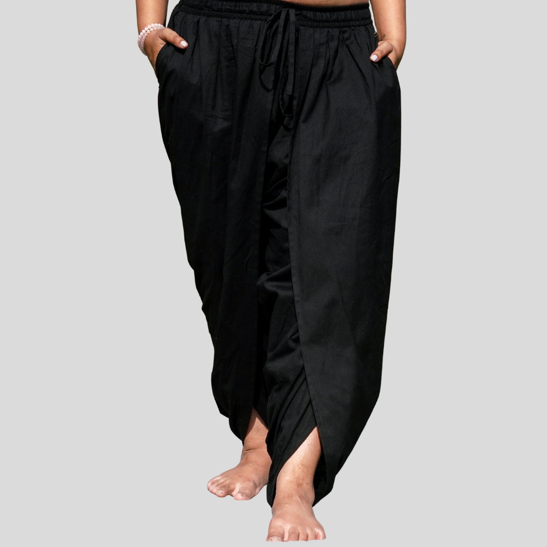 Women Cotton Yoga Pants Black -Akasha