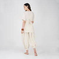 Women White Cotton Yoga Pants and Yoga Top Set -Chakra