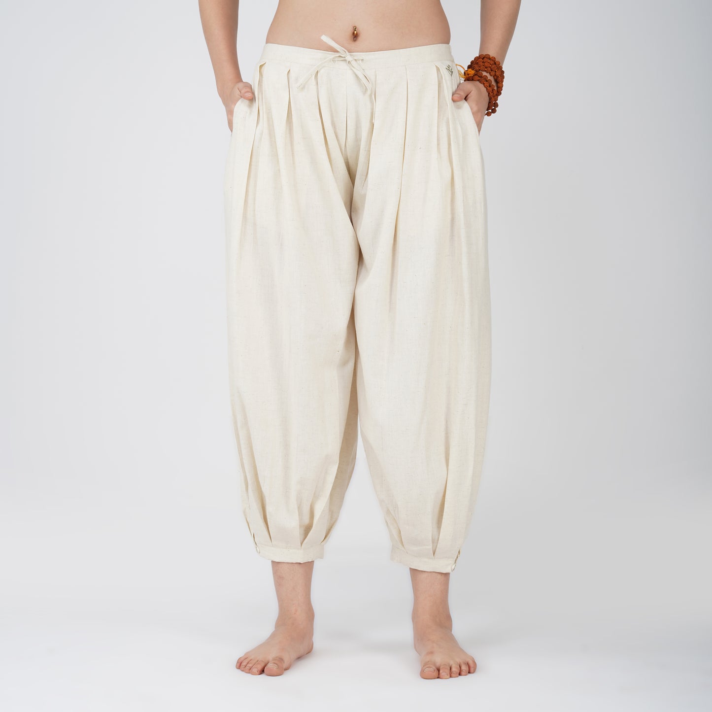 Women Cotton Yoga Pants White -Chakra