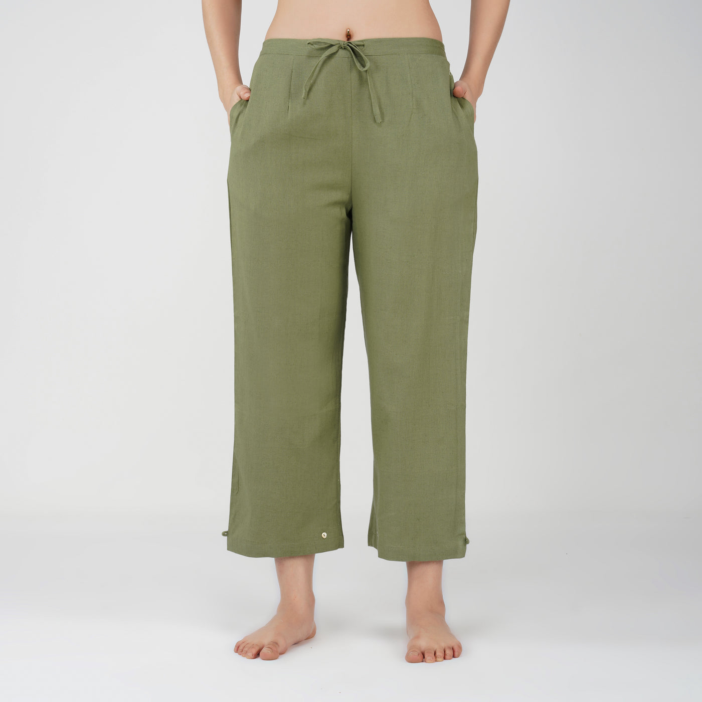 Women Cotton Yoga Pants Green -Chandra — view 1