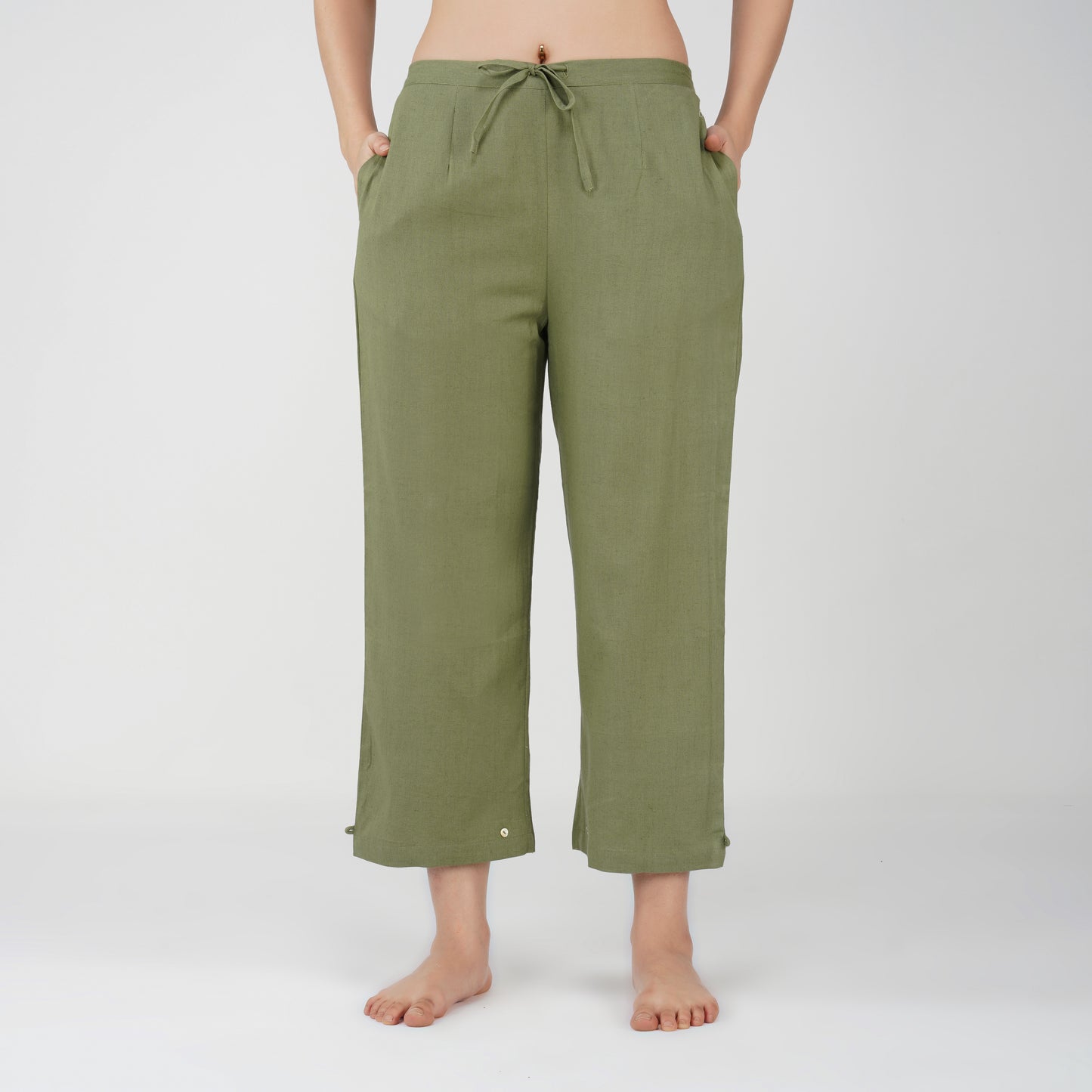 Women Cotton Yoga Pants Green -Chandra