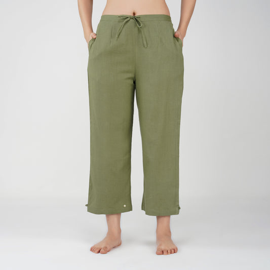 Women Cotton Yoga Pants Green -Chandra