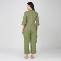 Women Cotton Yoga Pants and Yoga Top Set Green -Dharma