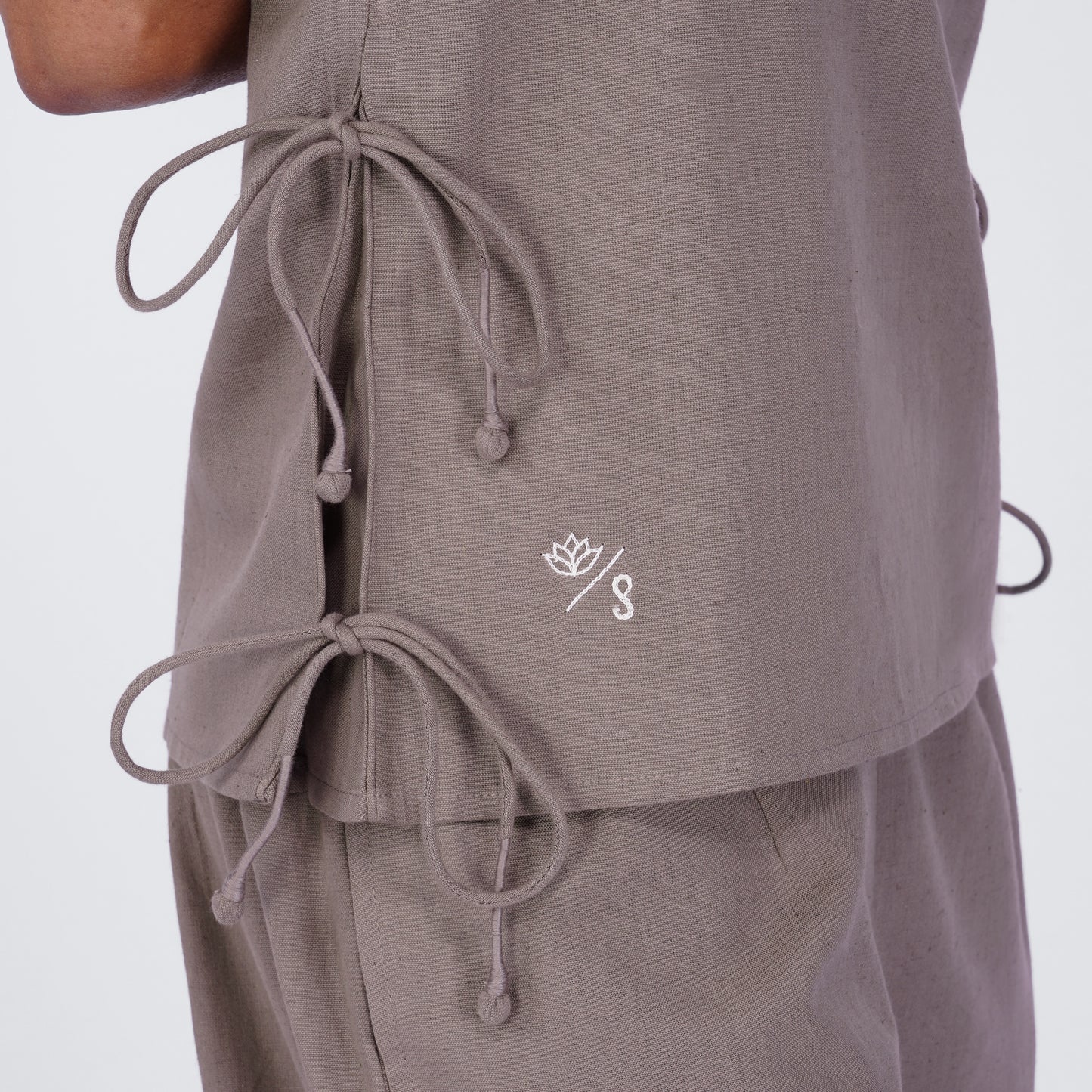 Sthira Yoga Top 100% Cotton Sleeveless Long Top with Side Ties for Comfortable Fit - Muted Plum
