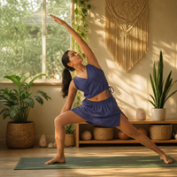 Isha Yoga Pants (Skort) in Celtic Blue 100% Cotton skort with half elasticed waistband