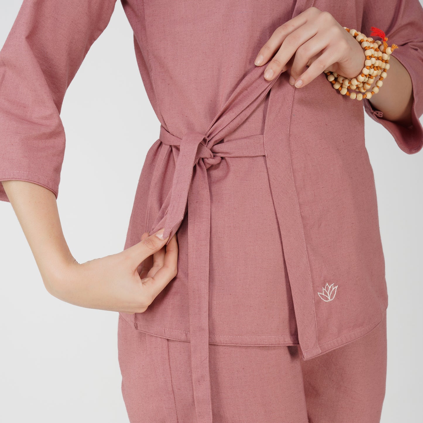 Women Cotton Yoga Pants and Yoga Top Set Pink -Dharma