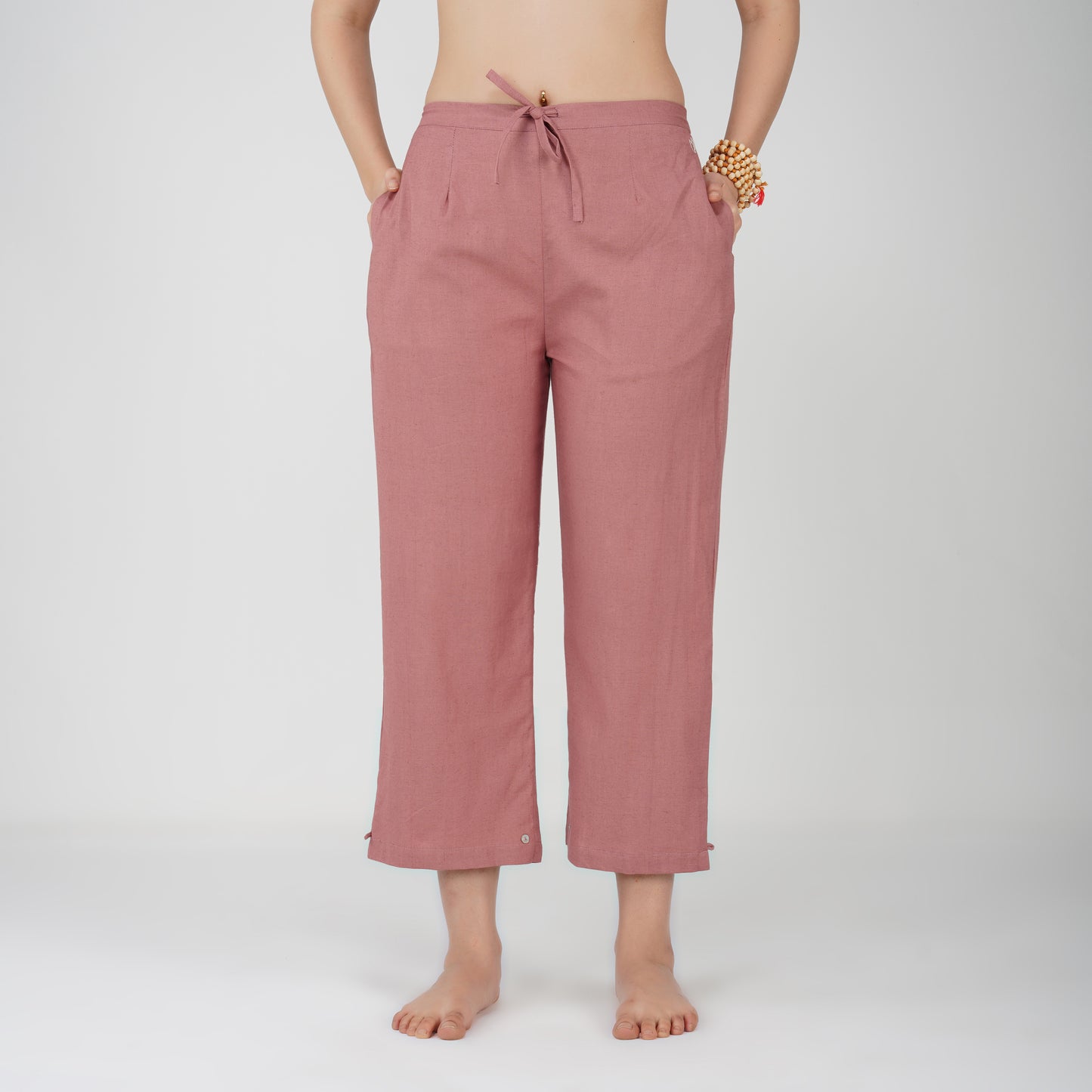 Women Cotton Yoga Pants and Yoga Top Set Pink -Dharma