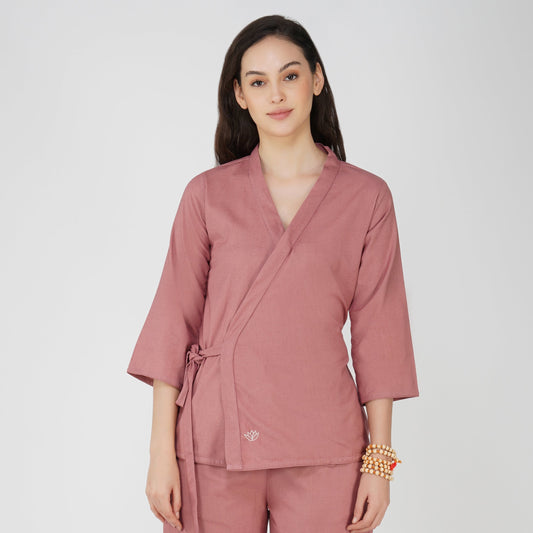 Women Cotton Yoga Top Pink -Dharma