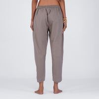 Surya Yoga Pants 100% Cotton Dhoti Pants Mid Waist Elasticised Back Tapered Fit with Buttons to Cinch at The Calf - Muted Plum
