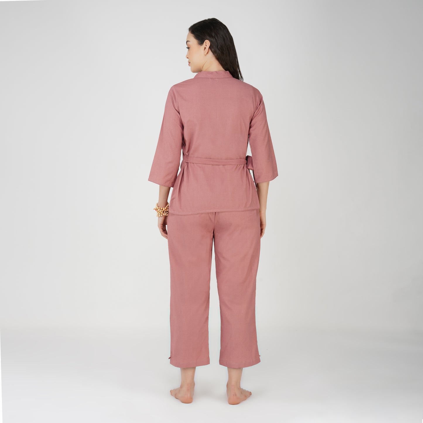 Women Cotton Yoga Pants and Yoga Top Set Pink -Dharma